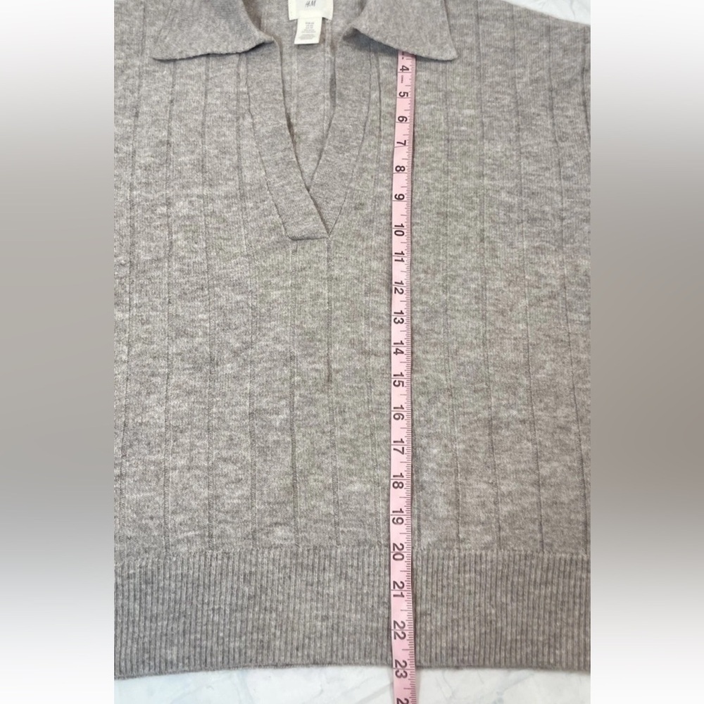 H&M Fine Knit Sweater Polo Shirt Top 3/4 Sleeve Woman’s Size‎ XS Classic RELAXED - Picture 11 of 16